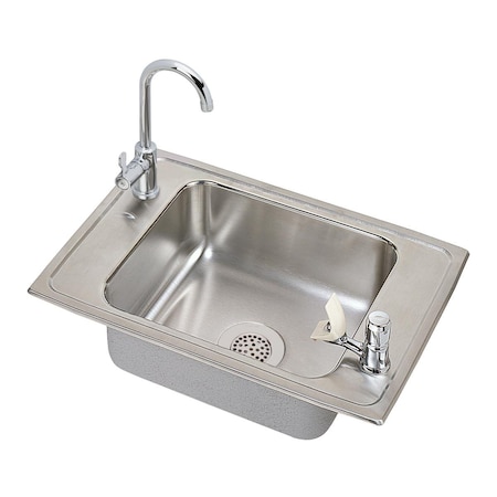 Pacemaker Stainless Steel 25 X 17 X 7-1/8 Single Bowl Top Mount Classroom Sink And Faucet Kit